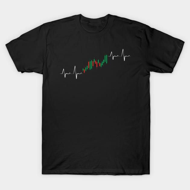 Stock Trader - Candlesticks Heartbeat - Trading - Investing T-Shirt by Tesign2020